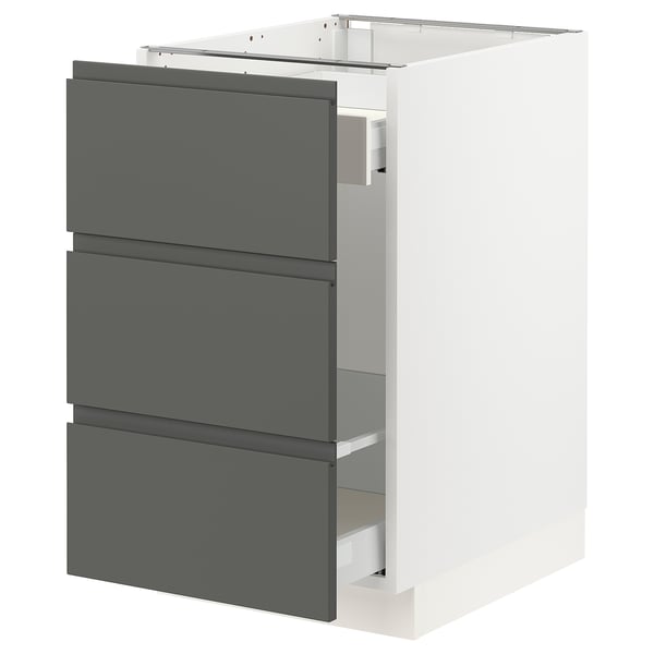 SEKTION Gabinete bajo p/bote basura 2 cjns, blanco Maximera/Voxtorp gris oscuro, 46x61x76 cm