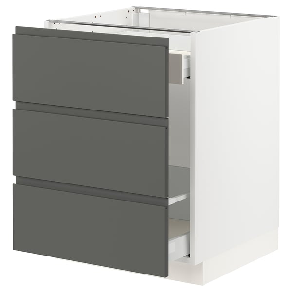 SEKTION Gabinete bajo p/bote basura 2 cjns, blanco Maximera/Voxtorp gris oscuro, 61x61x76 cm