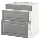 SEKTION Gabinete bajo p/ parrilla 2 cajones, blanco Maximera/Bodbyn gris, 76x61x76 cm