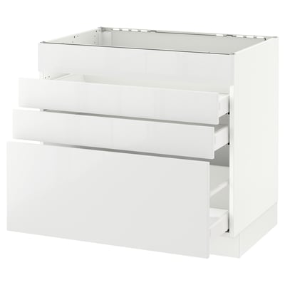 SEKTION Gabinete bajo p/parrilla 3 cajones, blanco Maximera/Ringhult blanco, 91x61x76 cm