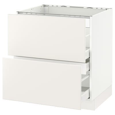 SEKTION Gabinete bajo p/ parrilla 3 cajones, blanco Maximera/Veddinge blanco, 76x61x76 cm