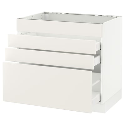 SEKTION Gabinete bajo p/parrilla 3 cajones, blanco Maximera/Veddinge blanco, 91x61x76 cm
