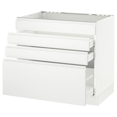 SEKTION Gabinete bajo p/parrilla 3 cajones, blanco Maximera/Voxtorp blanco mate, 91x61x76 cm