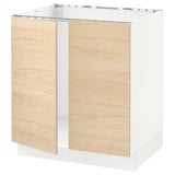 SEKTION Gabinete bajo p/ tarja 2 puertas, blanco/Askersund efecto fresno claro, 76x61x76 cm
