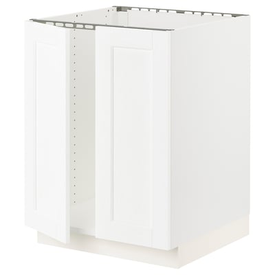 SEKTION Gabinete bajo p/ tarja 2 puertas, blanco Enköping/blanco efecto madera, 61x61x76 cm