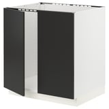 SEKTION Gabinete bajo p/ tarja 2 puertas, blanco/Nickebo Carbón mate, 76x61x76 cm