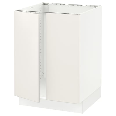 SEKTION Gabinete bajo p/ tarja 2 puertas, blanco/Veddinge blanco, 61x61x76 cm