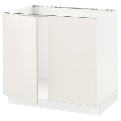 SEKTION Gabinete bajo p/ tarja 2 puertas, blanco/Veddinge blanco, 91x61x76 cm