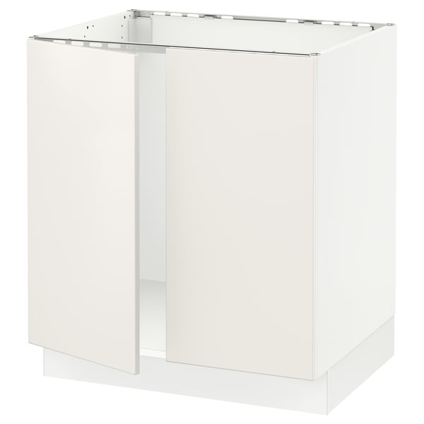 SEKTION Gabinete bajo p/ tarja 2 puertas, blanco/Veddinge blanco, 76x61x76 cm