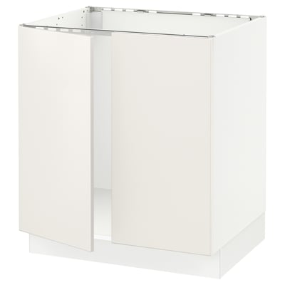 SEKTION Gabinete bajo p/ tarja 2 puertas, blanco/Veddinge blanco, 76x61x76 cm