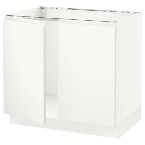 SEKTION Gabinete bajo p/ tarja 2 puertas, blanco/Voxtorp blanco mate, 91x61x76 cm