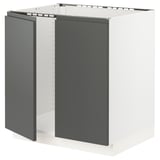 SEKTION Gabinete bajo p/ tarja 2 puertas, blanco/Voxtorp gris oscuro, 76x61x76 cm