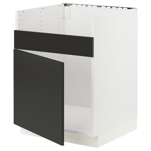SEKTION Gabinete bajo p/tarja HAVSEN, blanco/Nickebo Carbón mate, 61x61x76 cm