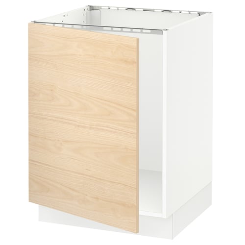 SEKTION Gabinete bajo para tarja, blanco/Askersund efecto fresno claro, 61x61x76 cm