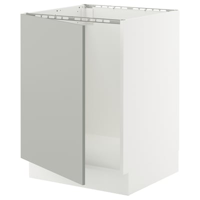 SEKTION Gabinete bajo para tarja, blanco/Havstorp gris claro, 61x61x76 cm