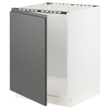 SEKTION Gabinete bajo para tarja, blanco/Voxtorp gris oscuro, 61x61x76 cm