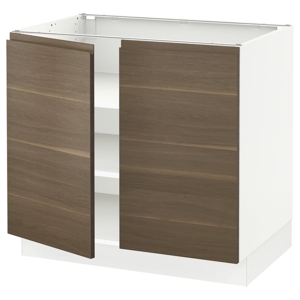 SEKTION Gabinete con repisas y 2 puertas - blanco/Voxtorp efecto nogal