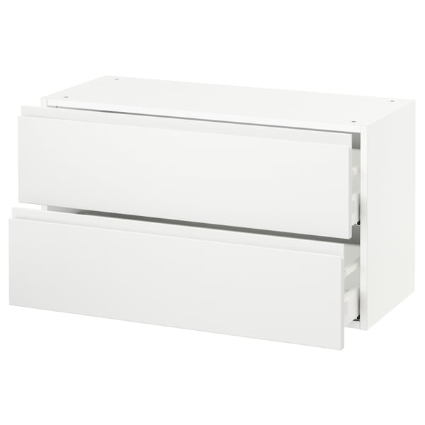 SEKTION Gabinete de pared 2 cajones, blanco Maximera/Voxtorp blanco mate, 91x37x51 cm