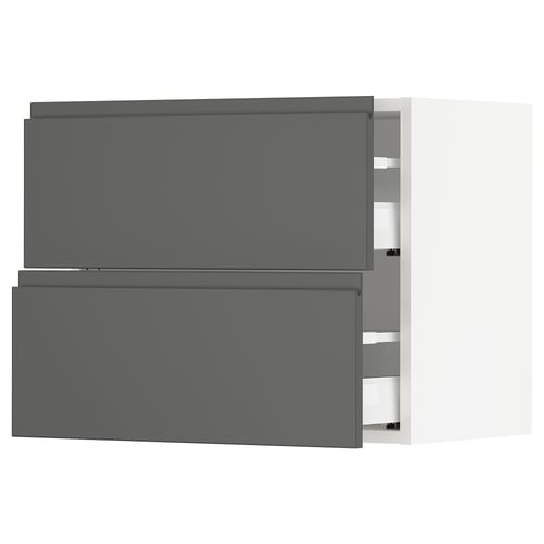 SEKTION Gabinete de pared 2 cajones, blanco Maximera/Voxtorp gris oscuro, 61x37x51 cm