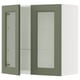 SEKTION Gabinete de pared 2 puertas vidrio, blanco/Axstad verde grisáceo, 76x37x76 cm