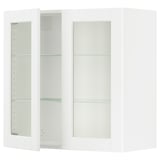 SEKTION Gabinete de pared 2 puertas vidrio, blanco Enköping/blanco efecto madera, 76x37x76 cm