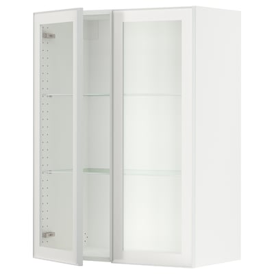 SEKTION Gabinete de pared 2 puertas vidrio, blanco/Hejsta Vidrio transparente blanco, 76x37x102 cm