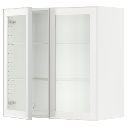 SEKTION Gabinete de pared 2 puertas vidrio, blanco/Hejsta Vidrio transparente blanco, 76x37x76 cm