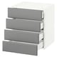 SEKTION Gabinete de pared 4 cajones, blanco Maximera/Bodbyn gris, 46x37x51 cm