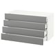 SEKTION Gabinete de pared 4 cajones, blanco Maximera/Bodbyn gris, 91x37x51 cm