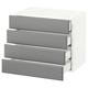 SEKTION Gabinete de pared 4 cajones, blanco Maximera/Bodbyn gris, 61x37x51 cm
