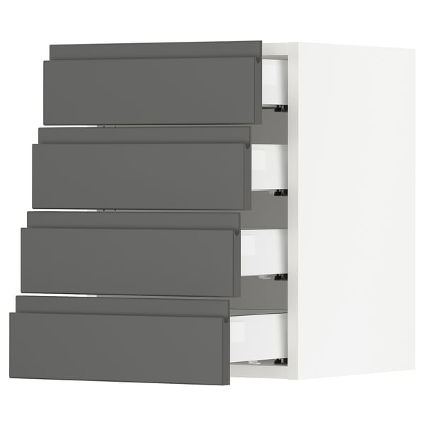 SEKTION Gabinete de pared 4 cajones, blanco Maximera/Voxtorp gris oscuro, 38x37x51 cm
