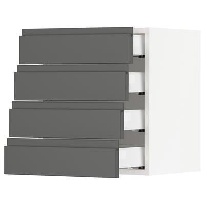 SEKTION Gabinete de pared 4 cajones, blanco Maximera/Voxtorp gris oscuro, 46x37x51 cm