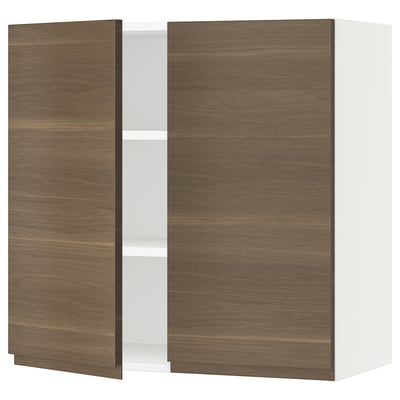 SEKTION Gabinete de pared con 2 puertas - blanco/Voxtorp efecto nogal