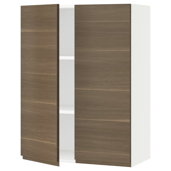 SEKTION Gabinete de pared con 2 puertas - blanco/Voxtorp efecto nogal