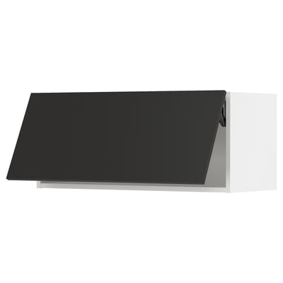 SEKTION Gabinete de pared horizontal, blanco/Nickebo Carbón mate, 91x37x38 cm