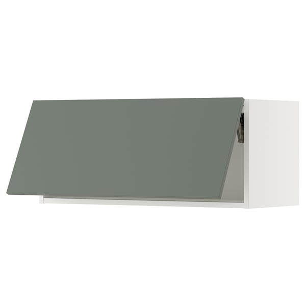 SEKTION Gabinete de pared horizontal, blanco/Nickebo Verde grisáceo mate, 91x37x38 cm