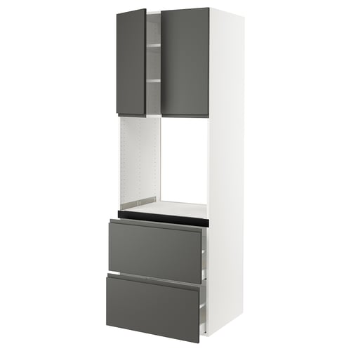 SEKTION Gabinete para horno, 2 cajones - blanco/Voxtorp gris oscuro - IKEA