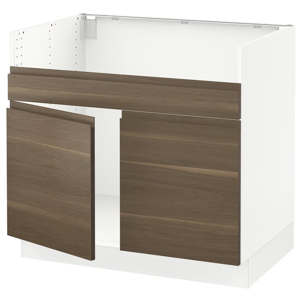 SEKTION Gabinete para tarja doble HAVSEN - blanco/Voxtorp efecto nogal