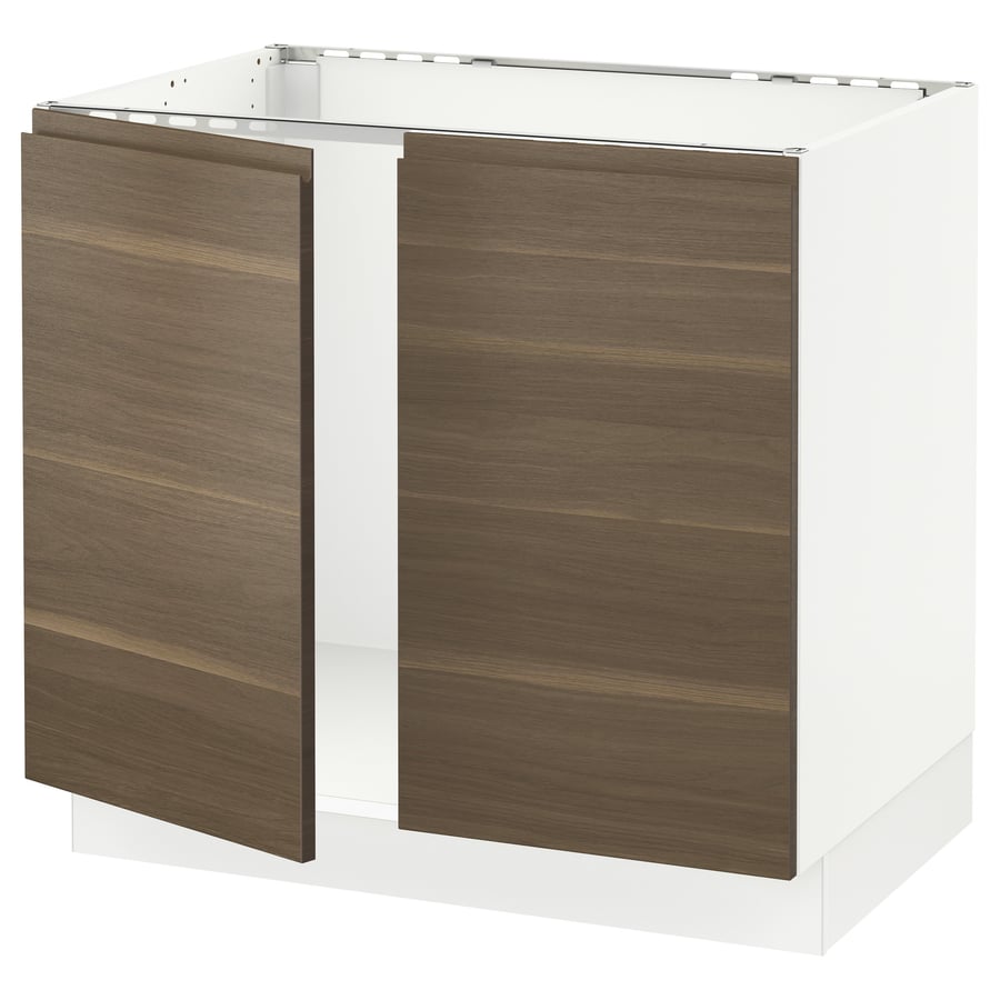 SEKTION Gabinete para tarja y 2 puertas - blanco/Voxtorp efecto nogal