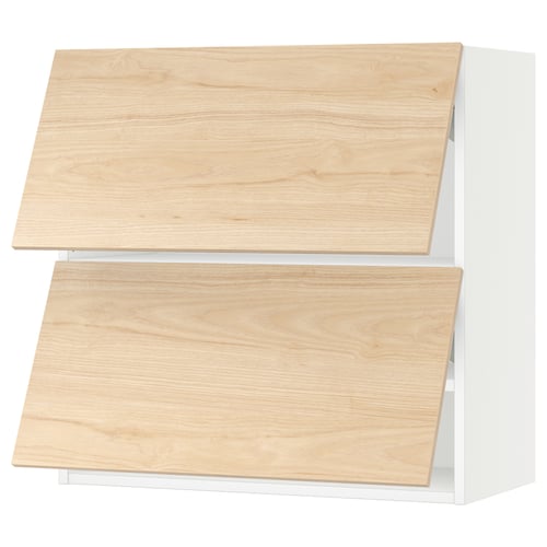 SEKTION Gabinete pared 2 puertas horizontal, blanco/Askersund efecto fresno claro, 76x37x76 cm