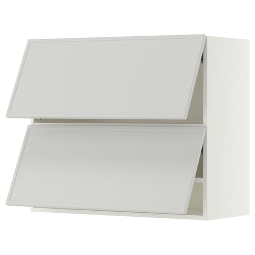 SEKTION Gabinete pared 2 puertas horizontal, blanco/Aspudden gris claro, 91x37x76 cm