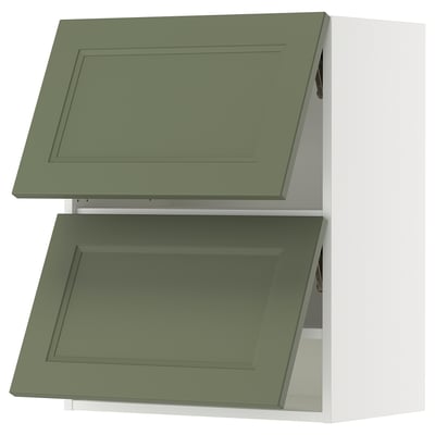 SEKTION Gabinete pared 2 puertas horizontal, blanco/Axstad verde grisáceo, 61x37x76 cm