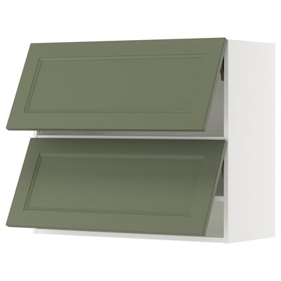 SEKTION Gabinete pared 2 puertas horizontal, blanco/Axstad verde grisáceo, 91x37x76 cm