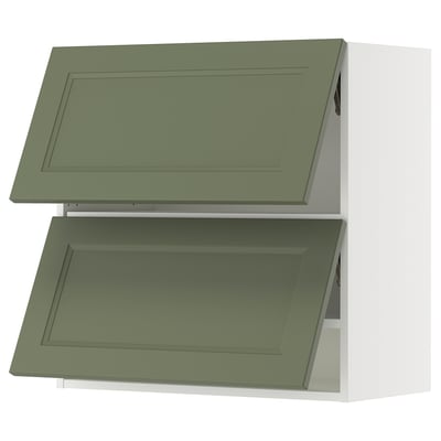 SEKTION Gabinete pared 2 puertas horizontal, blanco/Axstad verde grisáceo, 76x37x76 cm
