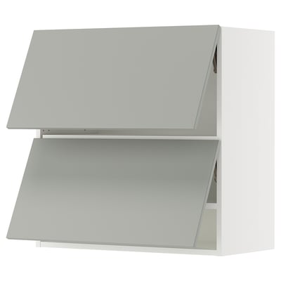 SEKTION Gabinete pared 2 puertas horizontal, blanco/Havstorp gris claro, 76x37x76 cm