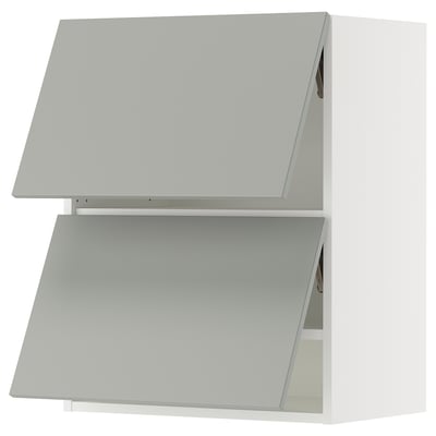 SEKTION Gabinete pared 2 puertas horizontal, blanco/Havstorp gris claro, 61x37x76 cm