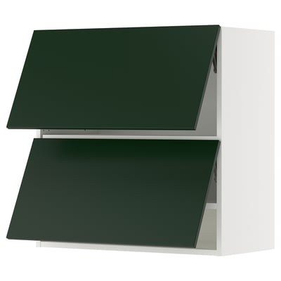 SEKTION Gabinete pared 2 puertas horizontal, blanco/Havstorp Verde oscuro, 76x37x76 cm