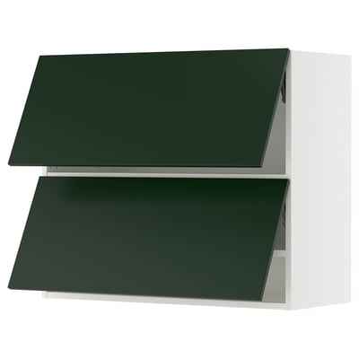 SEKTION Gabinete pared 2 puertas horizontal, blanco/Havstorp Verde oscuro, 91x37x76 cm