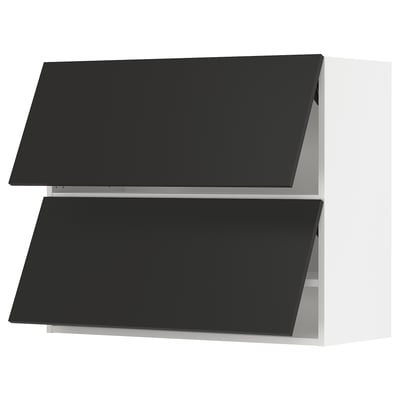 SEKTION Gabinete pared 2 puertas horizontal, blanco/Nickebo Carbón mate, 91x37x76 cm