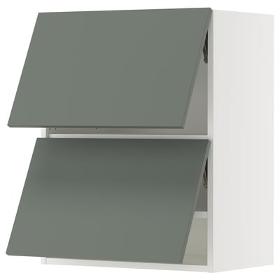 SEKTION Gabinete pared 2 puertas horizontal, blanco/Nickebo Verde grisáceo mate, 61x37x76 cm